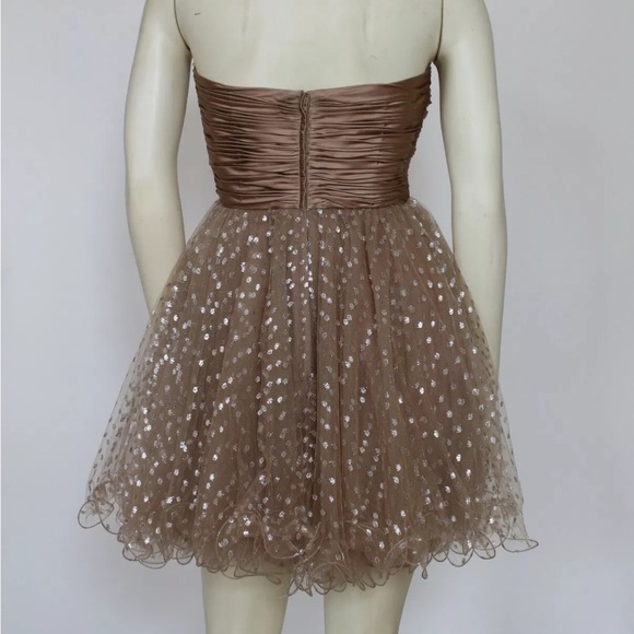 Sherri Hill Gold Tiered Cocktail Homecoming Sweet Sixteen mini Dress 🤎 - Picture 3 of 4